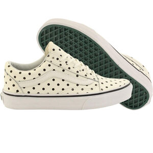 NWT VANS Old Skool Polka dot Leather White Black Men’s 5.5 Women’s 7